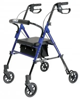Lumex Set N‘ Go – 4 Wheel Rollator Blue Adjustable Height / Folding Aluminum Frame – RJ4700B