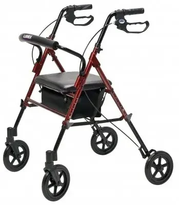 Lumex Set N‘ Go – 4 Wheel Rollator Burgundy Adjustable Height / Wide / Folding Aluminum Frame – RJ4718R
