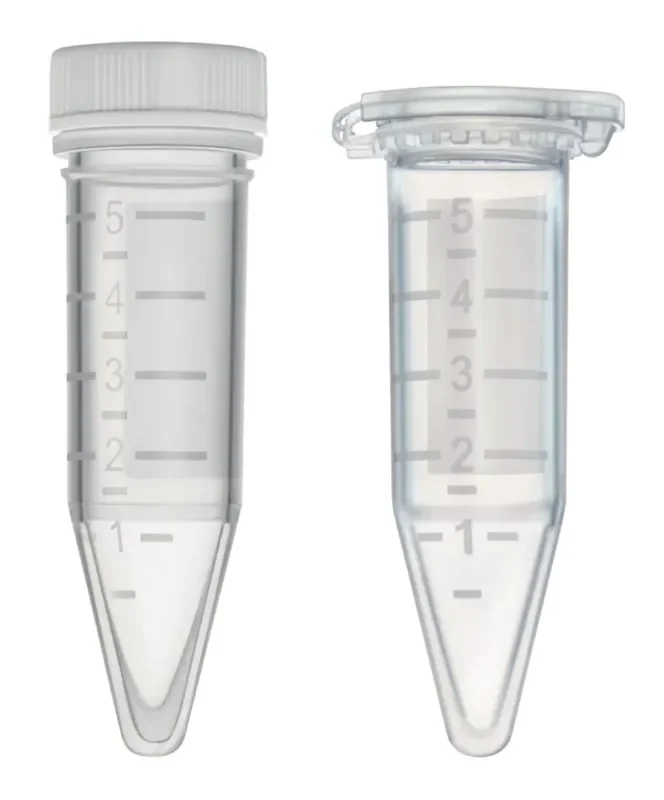 MacrewTube – Microcentrifuge Tube Conical Bottom Plain 62 mm Length 5 mL Red Screw Cap Polypropylene Tube – T366RLS