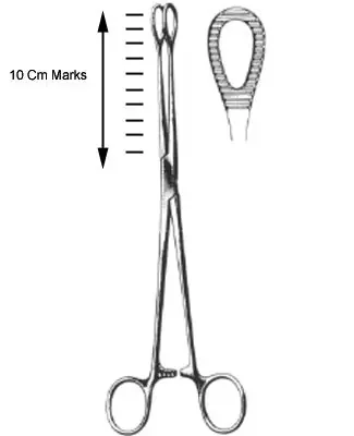 Marina – Sponge Forceps Kraff-Utrata 4 Inch Length Surgical Grade Stainless Steel NonSterile Ratchet Lock Finger Ring Handle Straight Fenestrated Oval Tips – 350-225
