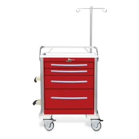 Market Lab – Emergency Cart Aluminum 24-1/2 X 29 X 36 Inch Red and White – 3950