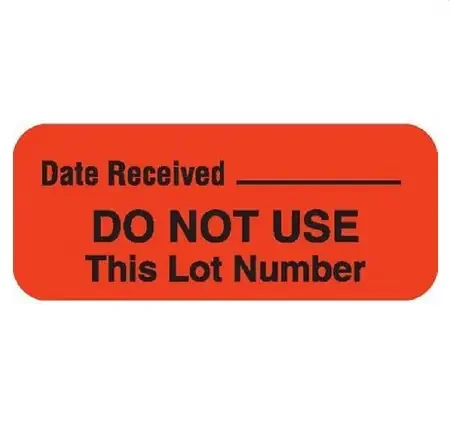 Market Lab – Pre-Printed / Write On Label Advisory Label Orange Paper Date Received _________ / DO NOT USE This Lot Number Black Quality Control Label 31/50 X 1-1/2 Inch – 8032