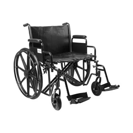 McKesson – Bariatric Wheelchair Dual Axle Desk Length Arm Swing-Away Footrest Black Upholstery 24 Inch Seat Width Adult 450 lbs. Weight Capacity – 146-STD24ECDDA-SF