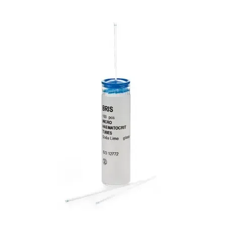 McKesson – Capillary Blood Collection Tube Micro-hematocrit Plain 1.1 X 75 mm 75 µL Blue Stripe Without Closure Glass Tube – 177-51602
