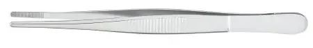 McKesson – Dressing Forceps Iris 5-1/2 Inch Length Office Grade Stainless Steel NonSterile NonLocking Thumb Handle Straight Serrated Tip – 43-2-727