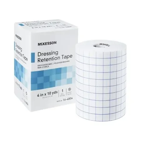 McKesson – Dressing Retention Tape with Liner Water Resistant Nonwoven / Printed Release Paper 4 Inch X 10 Yard White NonSterile – 16-4804