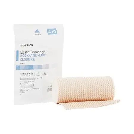 McKesson – Elastic Bandage 4 Inch X 5 Yard Standard Compression Hook and Loop Closure Tan Sterile – 16-1033-4-STR