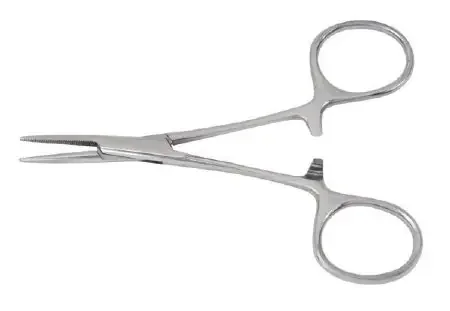 McKesson – Hemostatic Forceps Hartmann-Mosquito 3-1/2 Inch Length Office Grade Stainless Steel NonSterile Ratchet Lock Finger Ring Handle Curved – 43-2-421