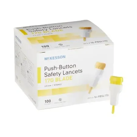 McKesson – Lancet Safety Blade Blade 2.0 mm Depth 17 Gauge Push Button Activation – 16-PBSL17G