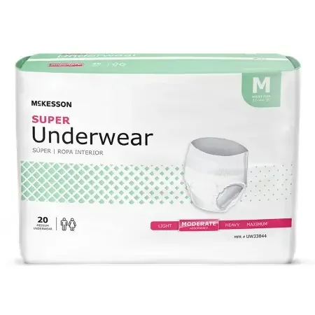 McKesson – Unisex Adult Absorbent Underwear Pull On with Tear Away Seams Medium Disposable Moderate Absorbency – UW33844