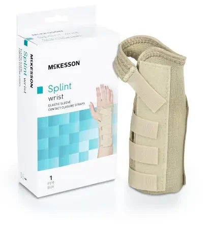McKesson – Wrist Brace Low Profile / Contoured / Wraparound Aluminum / Cotton / Elastic Right Hand Beige Small – 155-79-87073
