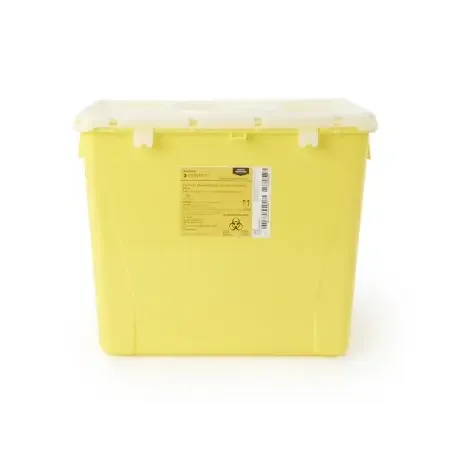 McKesson Prevent – Chemotherapy Waste Container 13-1/2 H X 17-3/10 W X 13 L Inch 8 Gallon Yellow Base / White Lid Vertical Entry Rotating Lid – 2258