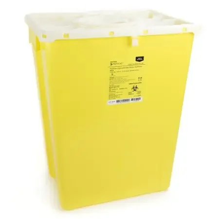 McKesson Prevent – Chemotherapy Waste Container 20-4/5 H X 17-3/10 W X 13 L Inch 12 Gallon Yellow Base / White Lid Vertical Entry Rotating Lid – 2259