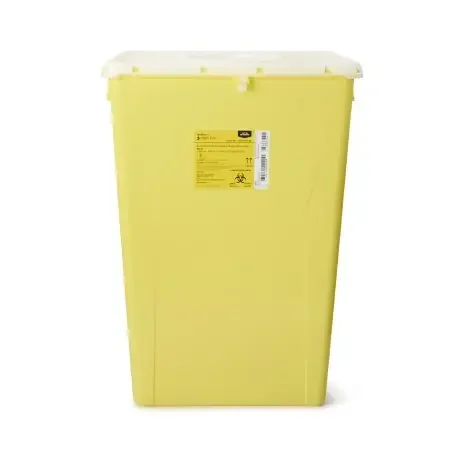 McKesson Prevent – Chemotherapy Waste Container 24-3/5 H X 17-3/10 W X 13 L Inch 18 Gallon Yellow Base / White Lid Vertical Entry Rotating Lid – 2260