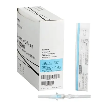 McKesson Prevent R – Peripheral IV Catheter 22 Gauge 1 Inch Button Retracting Safety Needle – 380323