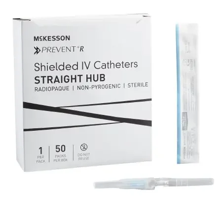 McKesson Prevent R – Peripheral IV Catheter 22 Gauge 1 Inch Button Retracting Safety Needle – 380223