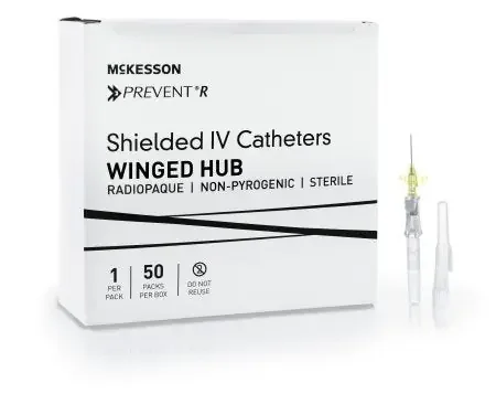 McKesson Prevent R – Peripheral IV Catheter 24 Gauge 0.75 Inch Button Retracting Safety Needle – 380312