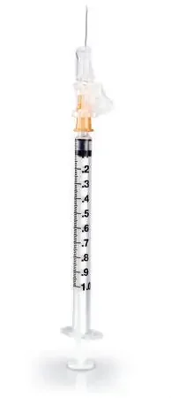 McKesson Prevent SG – Syringe with Hypodermic Needle 1 mL 25 Gauge 5/8 Inch Regular Wall Sliding Safety Needle – 306611