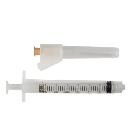 McKesson Prevent SG – Syringe with Hypodermic Needle 3 mL 25 Gauge 1 Inch Regular Wall Sliding Safety Needle – 306619