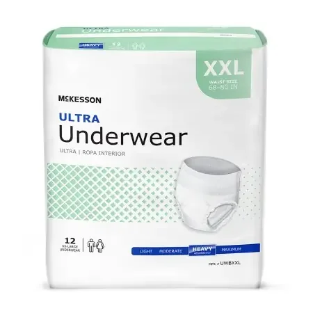 McKesson Ultra – Unisex Adult Absorbent Underwear Pull On with Tear Away Seams 2X-Large Disposable Heavy Absorbency – UWBXXL