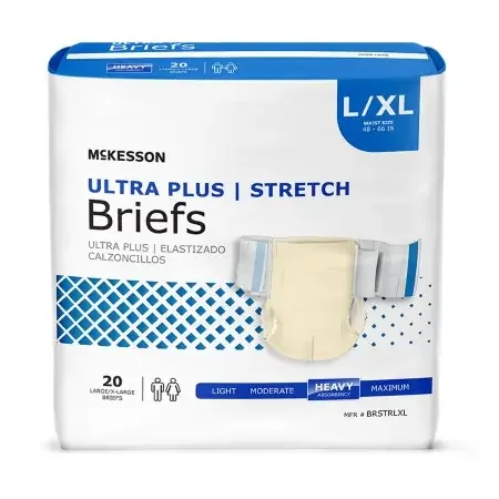 McKesson Ultra Plus Stretch – Unisex Adult Incontinence Brief Large / X-Large Disposable Heavy Absorbency – BRSTRLXL