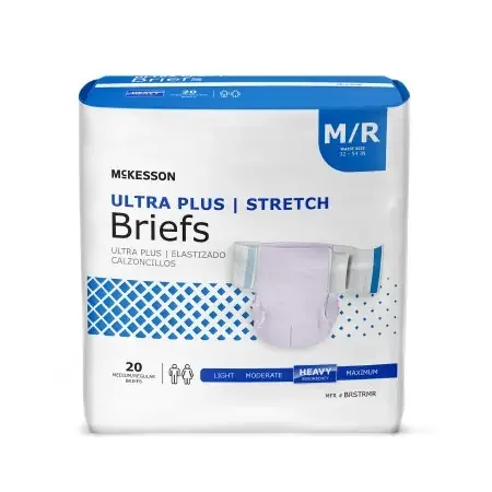 McKesson Ultra Plus Stretch – Unisex Adult Incontinence Brief Medium Disposable Heavy Absorbency – BRSTRMR