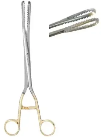 MedGyn – Obstetrical Forceps Bierer 11 Inch Length Surgical Grade Stainless Steel NonSterile NonLocking Finger Ring Handle Slightly Curved 19 mm Coarse Serrated Fenestrated Oval Jaws – 031135