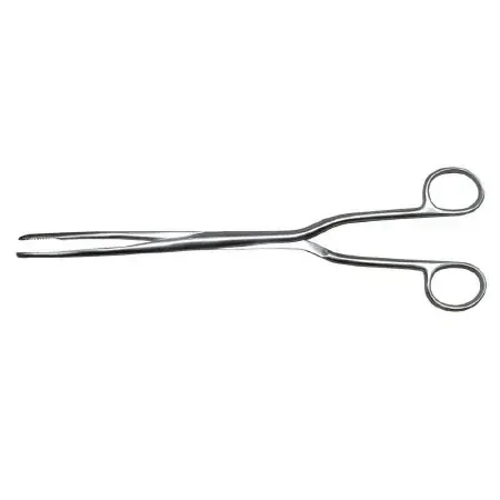 MedGyn – Obstetrical Forceps Hern 13 Inch Length Surgical Grade Stainless Steel NonSterile NonLocking Finger Ring Handle Slightly Curved 19 mm Coarse Serrated Fenestrated Oval Jaws – 031148