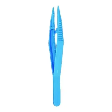 Medical Action Industries – Dressing Forceps 5 Inch Length Floor Grade Plastic Sterile NonLocking Thumb Handle Straight Serrated Tip – 56236