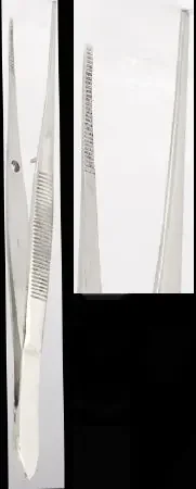 Medical Action Industries – Dressing Forceps Iris 4 Inch Length Floor Grade Stainless Steel NonSterile NonLocking Thumb Handle Straight Serrated Tip – 56416