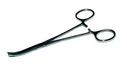 Medical Action Industries – Hemostatic Forceps Kelly 5-1/2 Inch Length Floor Grade Nickel Plated Stainless Steel Sterile Ratchet Lock Finger Ring Handle Curved Serrated Tip – 56225