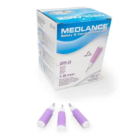 Medlance – Lancet Fixed Depth Lancet Needle 1.5 mm Depth 25 Gauge Push Button Activation – 925-25
