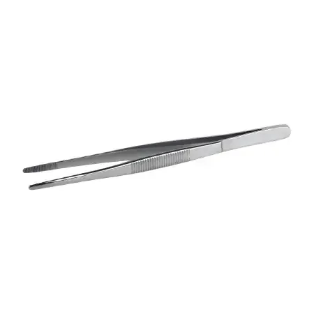 Medline – Dressing Forceps Floor Grade Stainless Steel NonLocking Thumb Handle Straight Serrated Tips – DYND04041