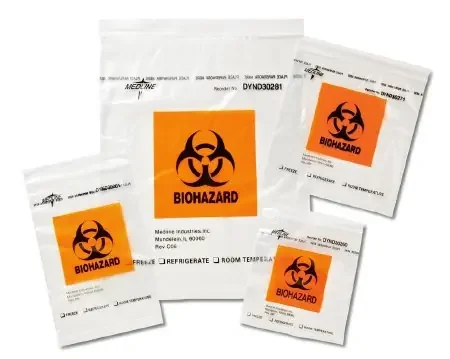 Medline – Specimen Transport Bag with Document Pouch 6 X 9 Inch Zip Closure Biohazard Symbol / Storage Instructions NonSterile – DYND30261