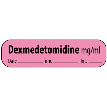 MedVision – Drug Label Anesthesia Label Dexmedetomidine mg/mL Date_Time_Int Fluorescent Pink 3/8 X 1-7/16 Inch – MV02FP6494