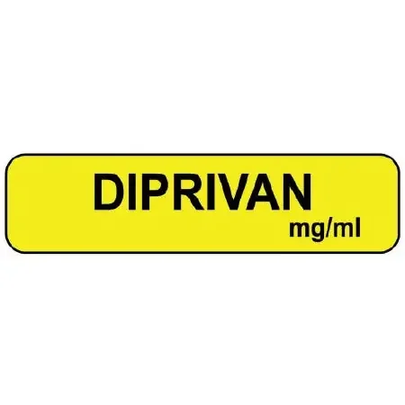 MedVision – Drug Label Anesthesia Label Diprivan mg/mL Yellow 5/16 X 1-1/4 Inch – MV01SY9627