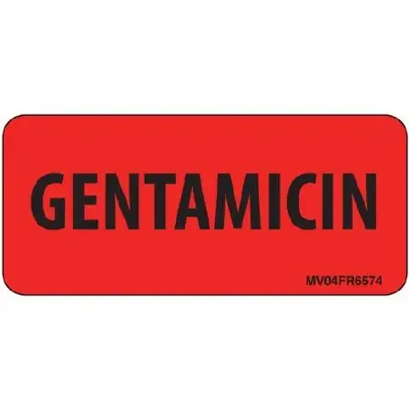 MedVision – Drug Label Anesthesia Label Gentamicin Red 1 X 2-1/4 Inch – MV04FR6574