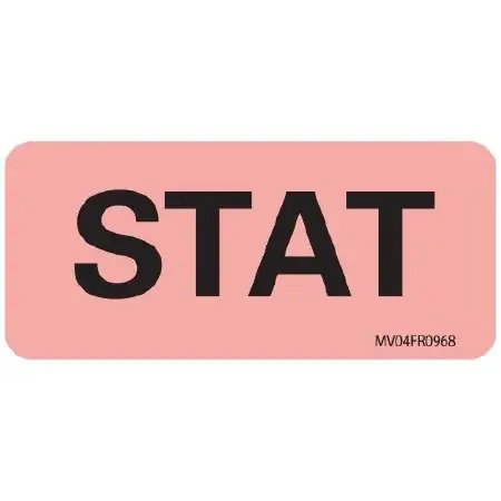 MedVision – Pre-Printed Label Advisory Label Red Paper Stat Black Alert Label 1 X 2-1/4 Inch – MV04FR0935
