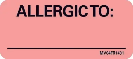 MedVision – Pre-Printed Label Allergy Alert Fluorescent Red Plastic Allergic To Black Alert Label 1 X 2-1/4 Inch – MV04FR1431