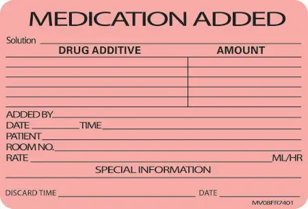 MedVision – Pre-Printed Label Anesthesia Label Fluorescent Red Paper Medication Added Black Medication Instruction 2 X 2-15/16 Inch – MV08FR7401