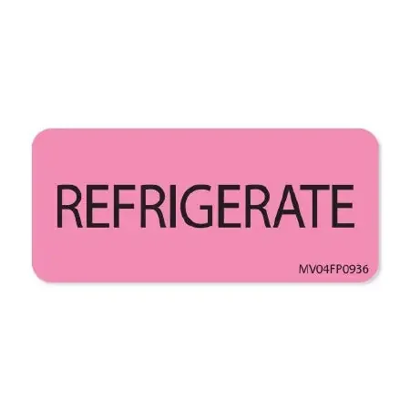 MedVision – Pre-Printed Label Auxiliary Label Pink Paper REFRIGERATE Black Temperature Control 1 X 2-1/4 Inch – MV04FP0936