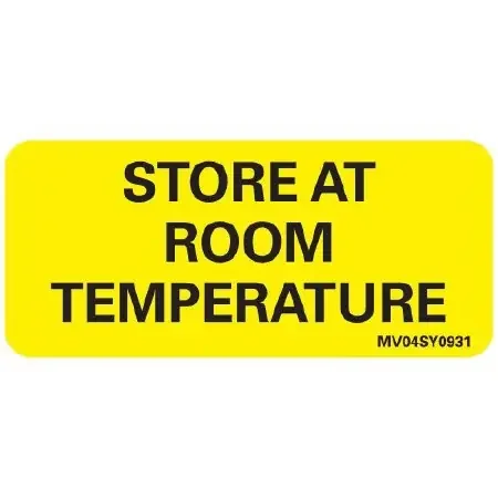 MedVision – Pre-Printed Label Auxiliary Label Yellow Paper STORE AT ROOM TEMPERATURE Black Safety and Instructional 1 X 2-1/4 Inch – MV04SY0931