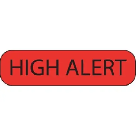 MedVision – Pre-Printed Label Warning Label Red Paper High Alert Black Alert Label 3/8 X 1-7/16 Inch – MV02FR6981