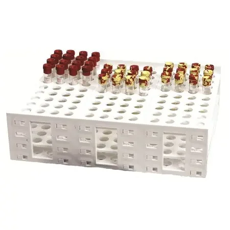 Mega Racks – Clinical Test Tube Rack 120 Place 10 mL Tube Size White 3-3/5 X 9-1/3 X 13-1/3 Inch – HS24323E