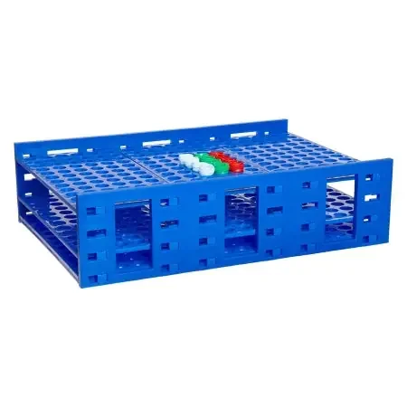 Mega Racks – Clinical Test Tube Rack 216 Place 5 to 7 mL Tube Size Blue 3-3/5 X 9-1/3 X 13-1/3 Inch – HS24322A
