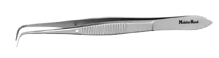 MeisterHand – Dressing Forceps 4 Inch Length Surgical Grade German Stainless Steel NonSterile NonLocking Thumb Handle Full Curved Serrated Tips – MH18-784