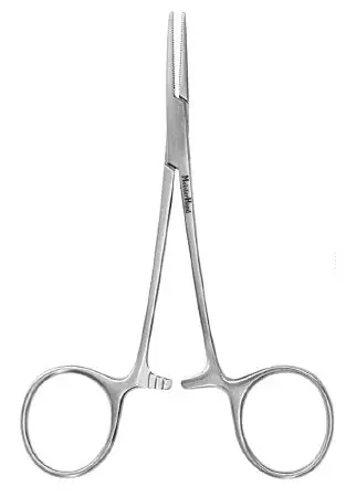 MeisterHand – Hemostatic Forceps Halsted-Mosquito 5 Inch Length Surgical Grade German Stainless Steel NonSterile Ratchet Lock Finger Ring Handle Straight Serrated Tips – MH7-2