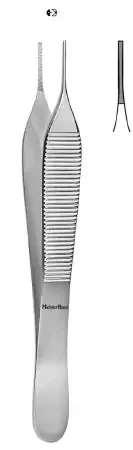 MeisterHand – Tissue Forceps Adson 4-3/4 Inch Length Surgical Grade German Stainless Steel NonSterile NonLocking Thumb Handle Straight Delicate Cross Serrated Tips with 1 X 2 Teeth – MH6-121