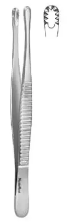 MeisterHand – Tissue Forceps Russian 10 Inch Length Surgical Grade German Stainless Steel NonSterile NonLocking Thumb Handle Straight Radially Serrated Round Cups – MH6-145