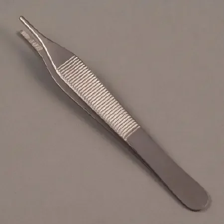 Merit – Dressing Forceps Adson 4-3/4 Inch Length Mid Grade Stainless Steel Sterile NonLocking Thumb Handle Straight Blunt Serrated Tips – 96-2570M